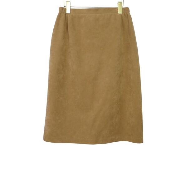 Vintage Lilli Ann Collections Union Made Tan High Rise Tan Suede Midi Skirt 29" - Picture 2 of 4